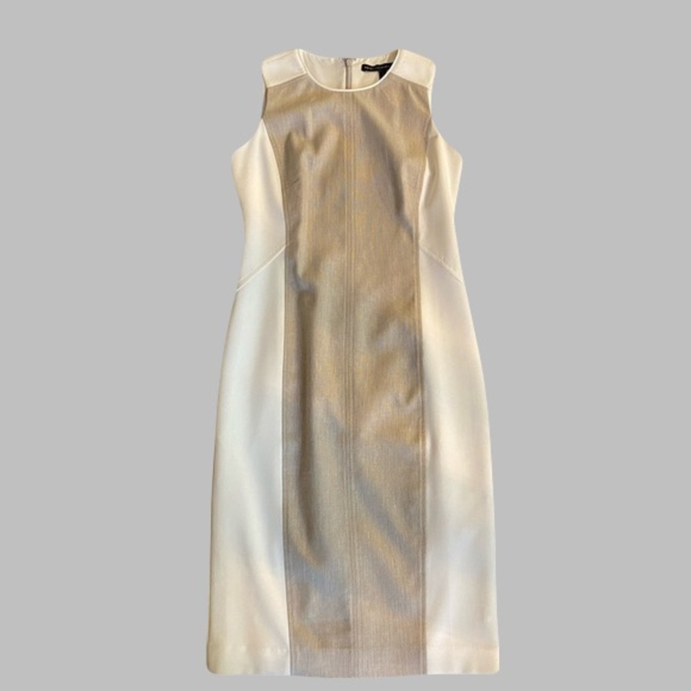 White House Black Market SL Neutral Linen Sheath Dress